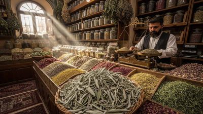 عطاری سنتی ایرانی شکل مریم گلی در عطاری